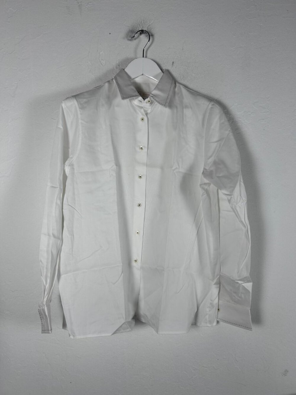 Charles Cotonay Paris Womens White Button-Up Flora Shirt Sz 14 Cotton France New